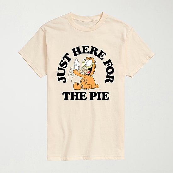 Here For Pie Thanksgiving Mens Crew Neck Short Sleeve Regular Fit Garfield Big and Tall Graphic T-Shirt