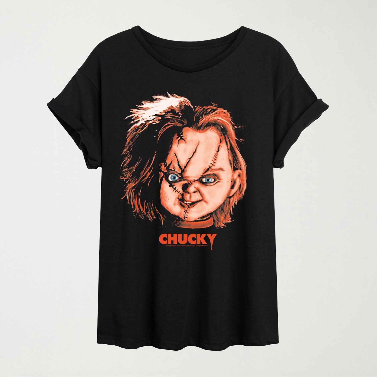 Chucky Womens Crew Neck Short Sleeve Oversized Graphic T-Shirt