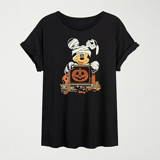 Mummy Halloween Tv Static Womens Crew Neck Short Sleeve Oversized Graphic T-Shirt