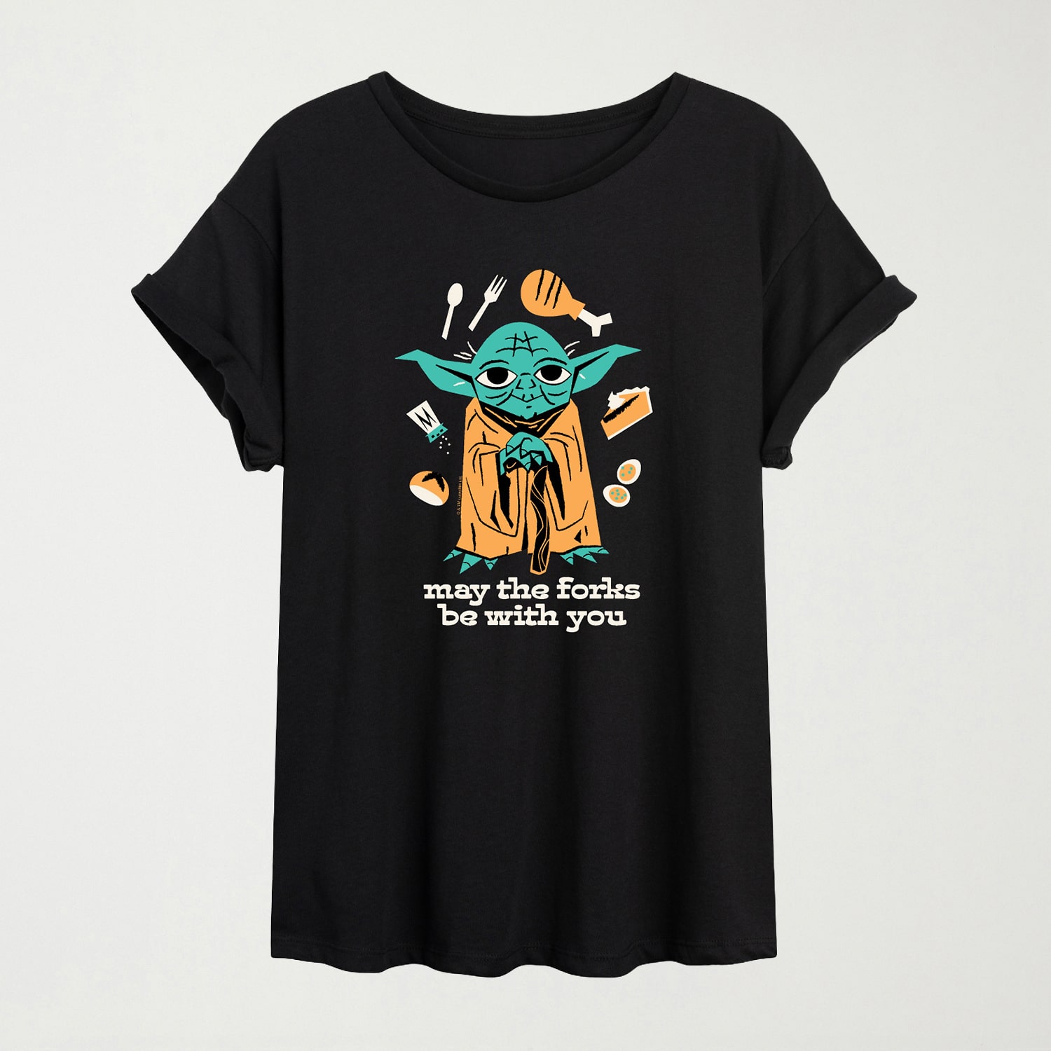 May The Forks Be With You Womens Crew Neck Short Sleeve Oversized Graphic T-Shirt
