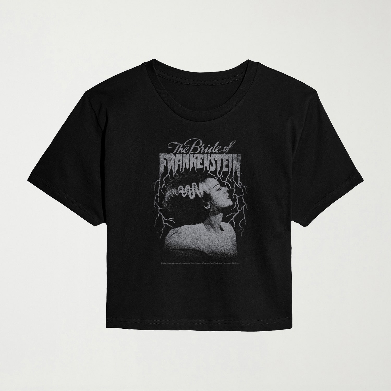 Bride Of Frankenstein Distressed Womens Crew Neck Short Sleeve Regular Fit Graphic T-Shirt