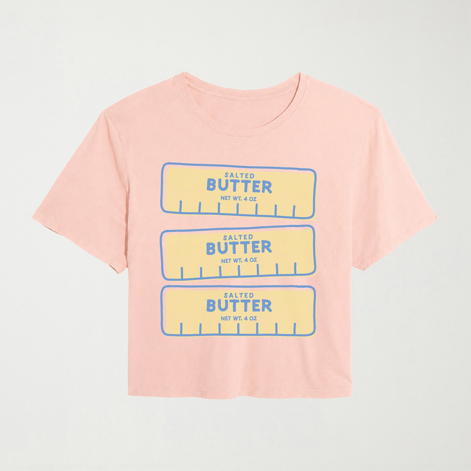 Salted Butter Grid Womens Crew Neck Short Sleeve Regular Fit Graphic T-Shirt