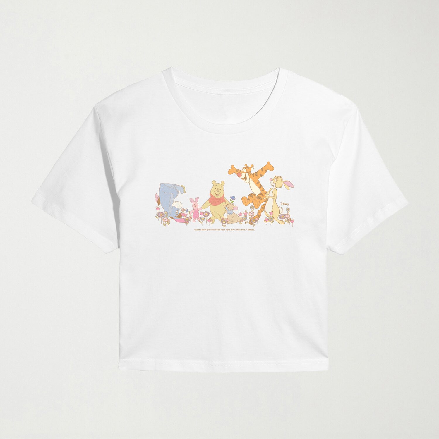 Flowes And Friends Distressed Womens Crew Neck Short Sleeve Regular Fit Graphic T-Shirt