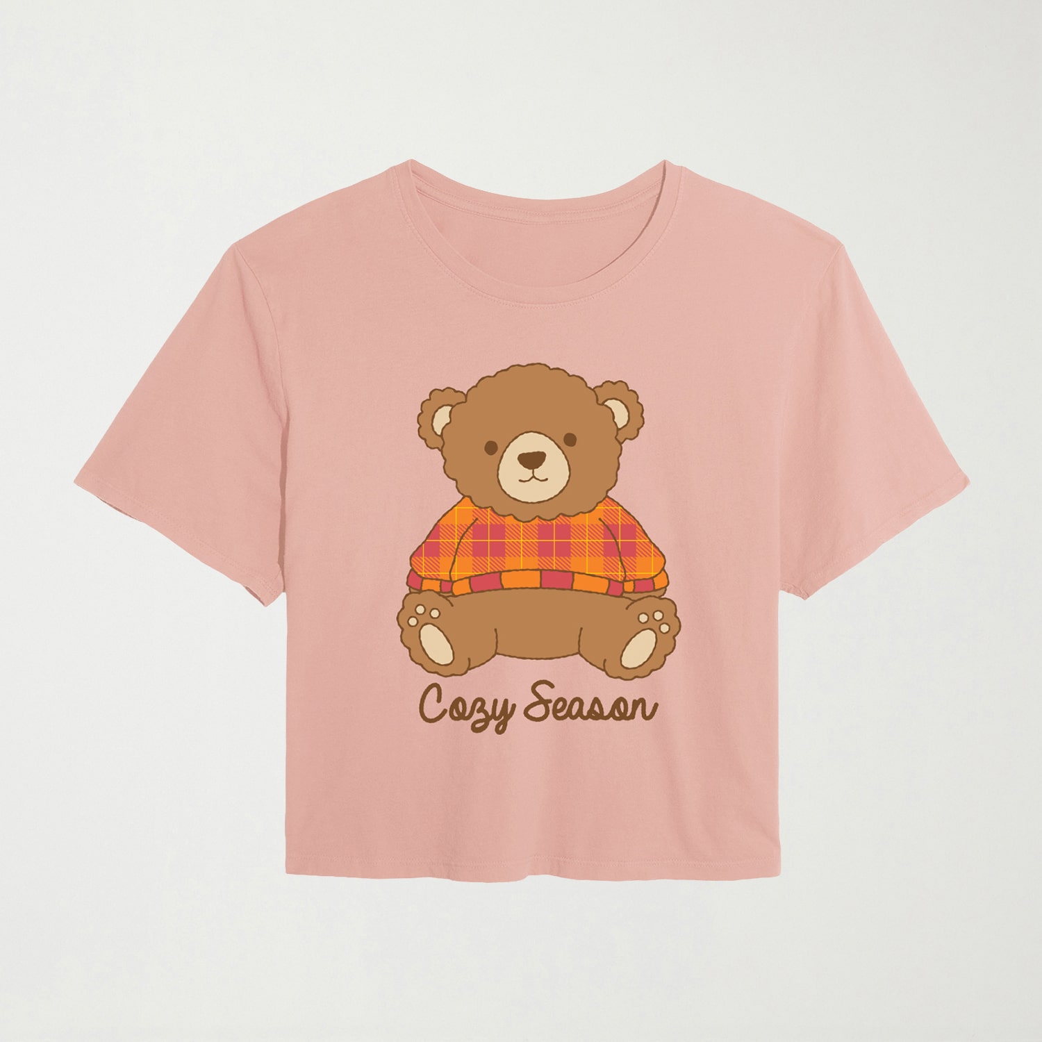 Cozy Season Teddy Bear Womens Crew Neck Short Sleeve Regular Fit Graphic T-Shirt