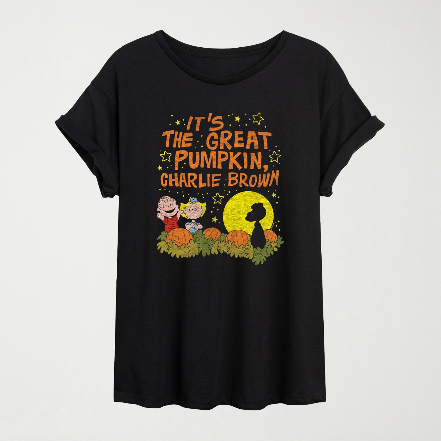 Its The Great Pumpkin Charlie Brown Womens Crew Neck Short Sleeve Oversized Graphic T-Shirt