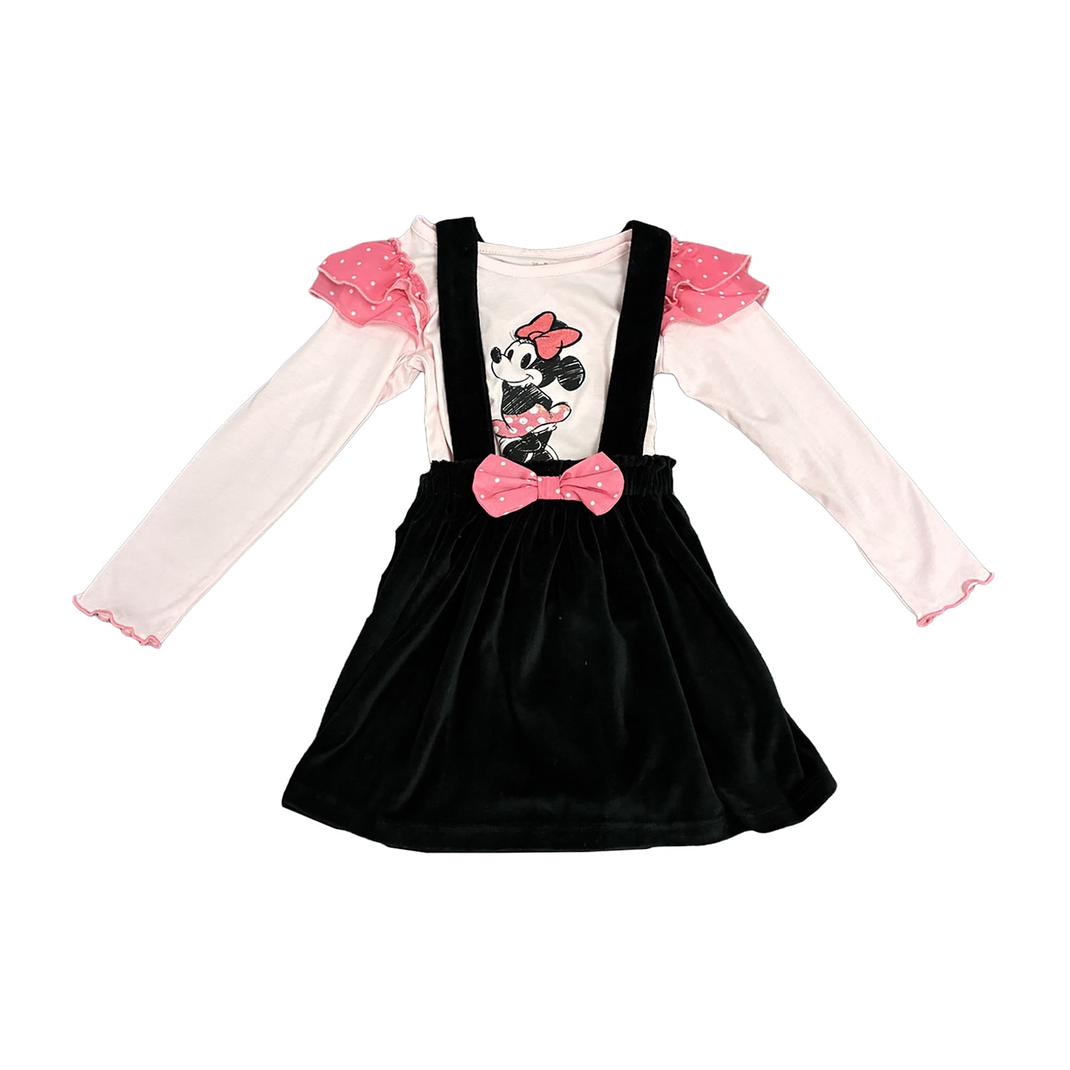 Girls Applique Fitted Minnie Mouse Polka Dot 2-pc. Dress Set