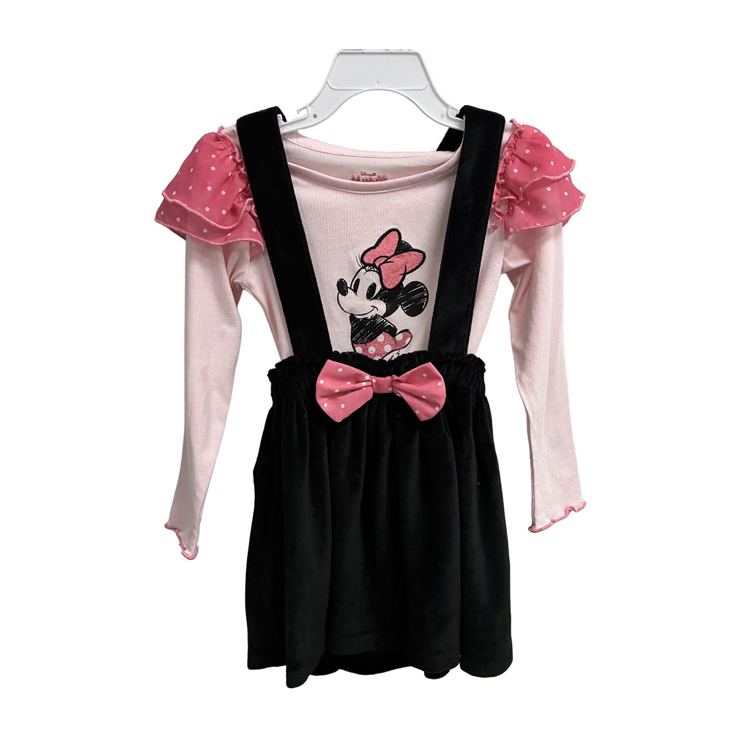 Girls Applique Fitted Minnie Mouse Polka Dot 2-pc. Dress Set