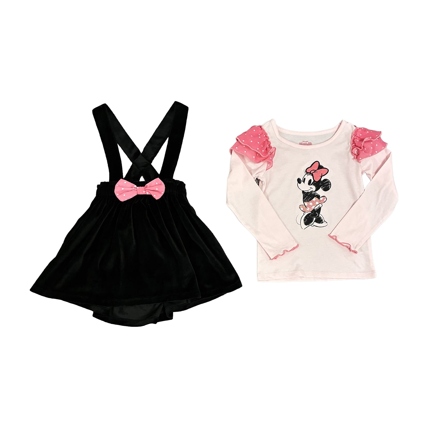 Girls Applique Fitted Minnie Mouse Polka Dot 2-pc. Dress Set