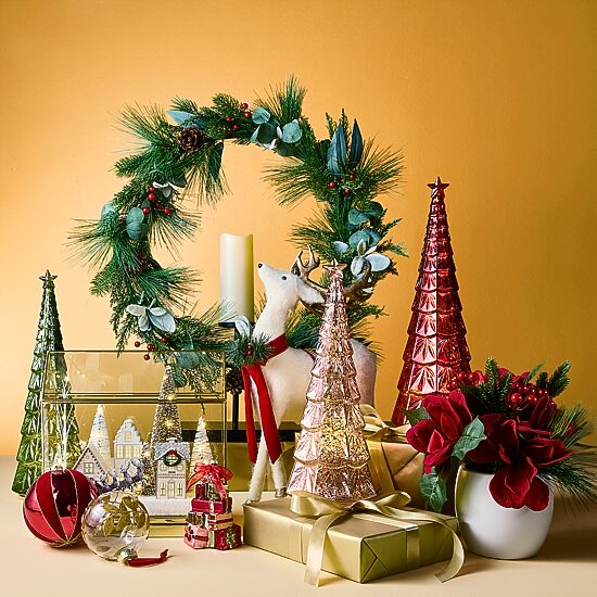Martha Stewart 18" Green Glass Tree Lighted Christmas Tabletop Decor