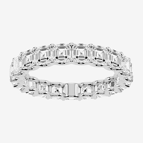 True Fit. (F / Si2) Womens 3MM 3 CT. T.W. Lab Grown White Diamond 10K Gold Eternity Wedding Band, 8, White