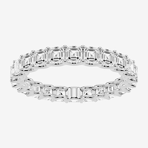 True Fit (F / Si2) Womens 2.5MM 2 CT. T.W. Lab Grown White Diamond 10K Gold Asscher Eternity Wedding Band, 8, White