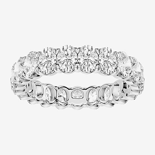 True Fit (F / Si2) Womens 4MM 3 CT. T.W. Lab Grown White Diamond 10K Gold Oval Eternity Wedding Band, 8, White