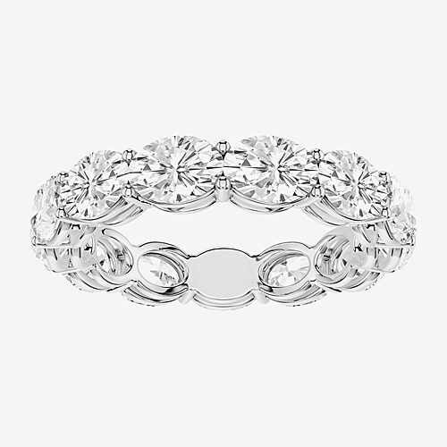 True Fit (F / Si2) Womens 4MM 4 CT. T.W. Lab Grown White Diamond 10K Gold Oval Eternity Wedding Band, 8, White