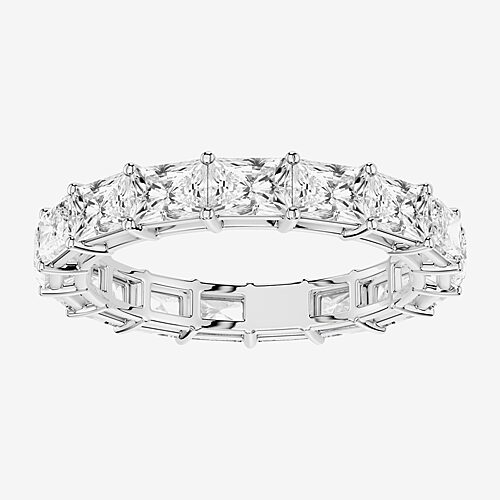 True Fit (F / Si2) Womens 2MM 3 CT. T.W. Lab Grown White Diamond 10K Gold Rectangular Eternity Wedding Band, 8, White