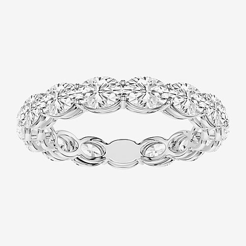 True Fit (F / Si2) Womens 3MM 3 CT. T.W. Lab Grown White Diamond 10K Gold Oval Eternity Wedding Band, 8, White