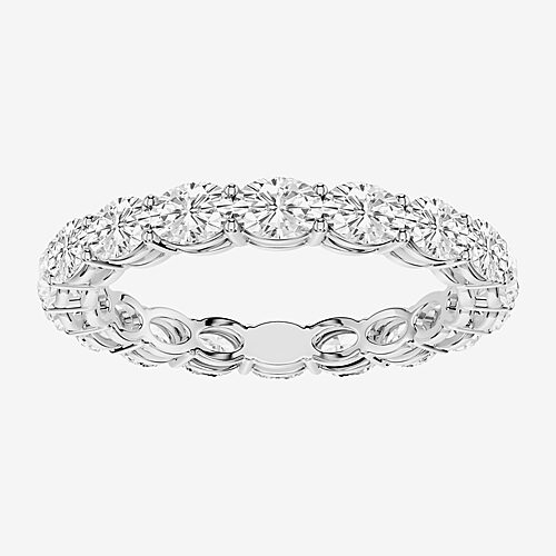 True Fit (F / Si2) Womens 2.5MM 2 CT. T.W. Lab Grown White Diamond 10K Gold Oval Eternity Wedding Band, 8, White