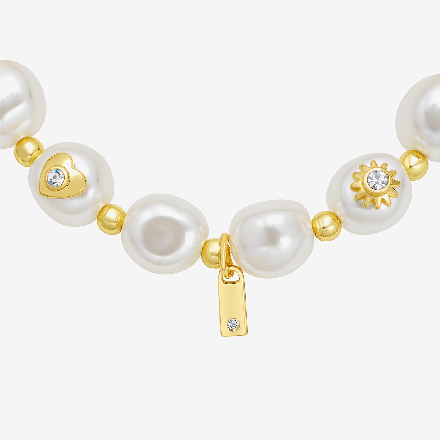 RM Rebecca Minkoff Womens Simulated Pearl 14K Gold Over Brass Stretch Bracelet