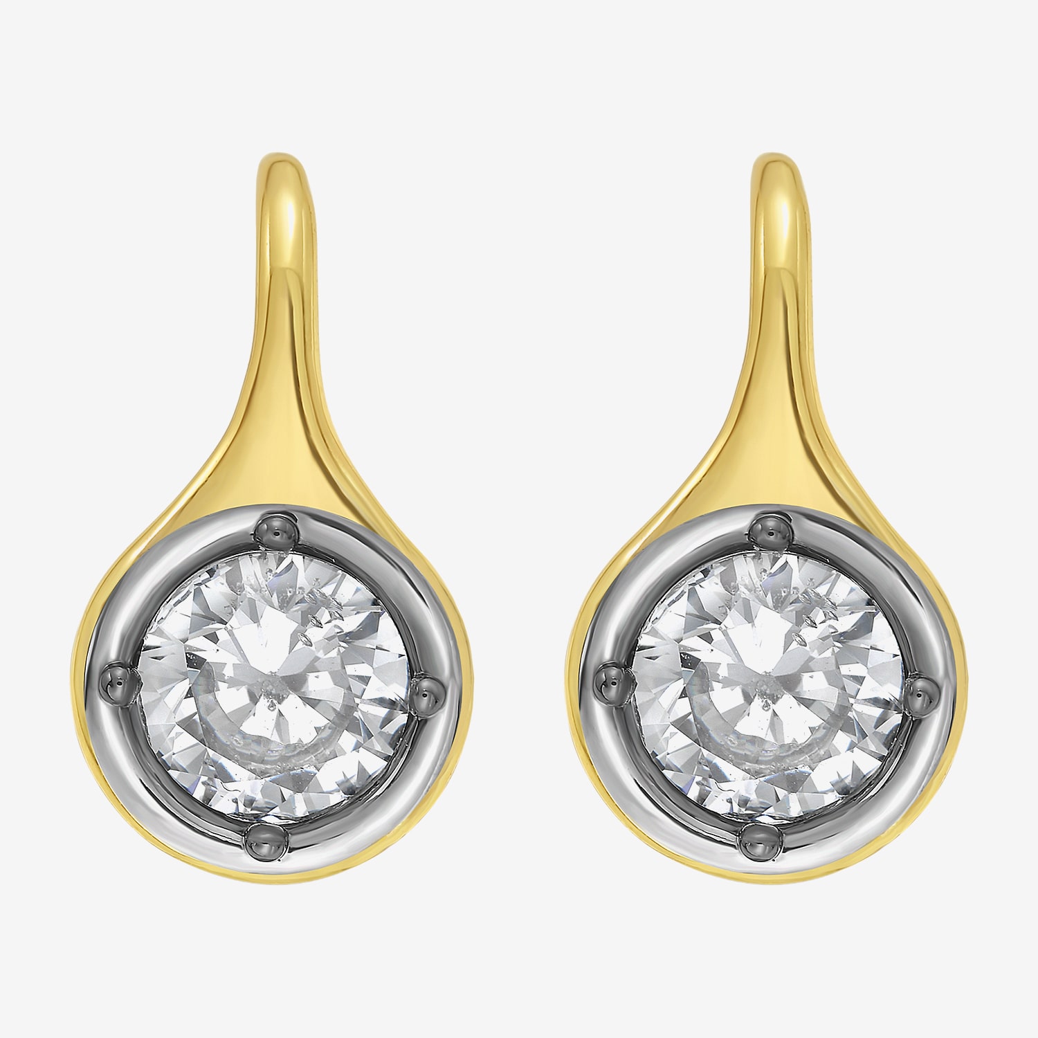 RM Rebecca Minkoff Womens Cubic Zirconia 14K Gold Over Brass Round Drop Earrings