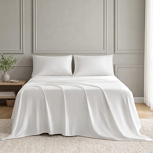 Madison Park Tencel Cotton 300tc Sheet Set, One Size, White