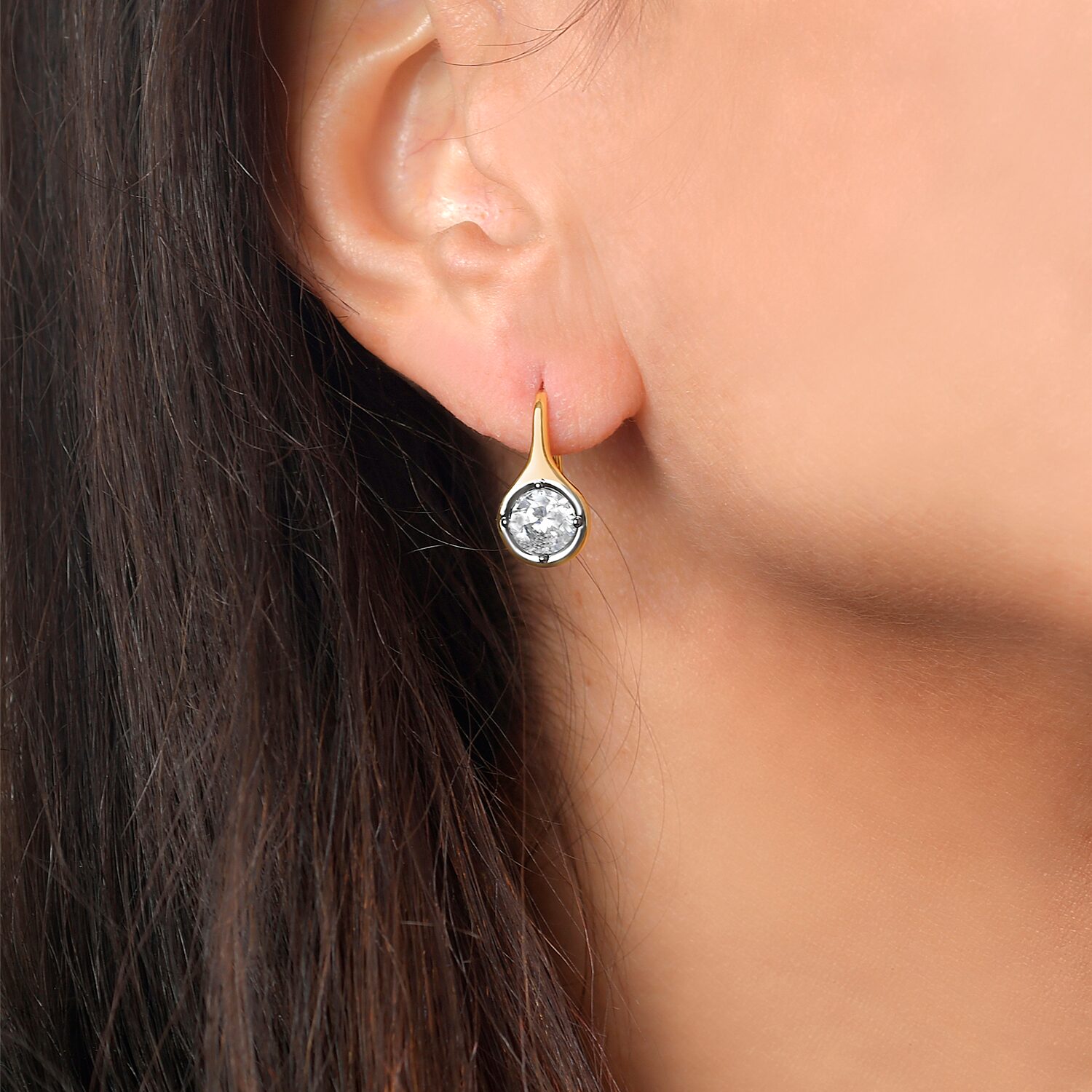 RM Rebecca Minkoff Womens Cubic Zirconia 14K Gold Over Brass Round Drop Earrings