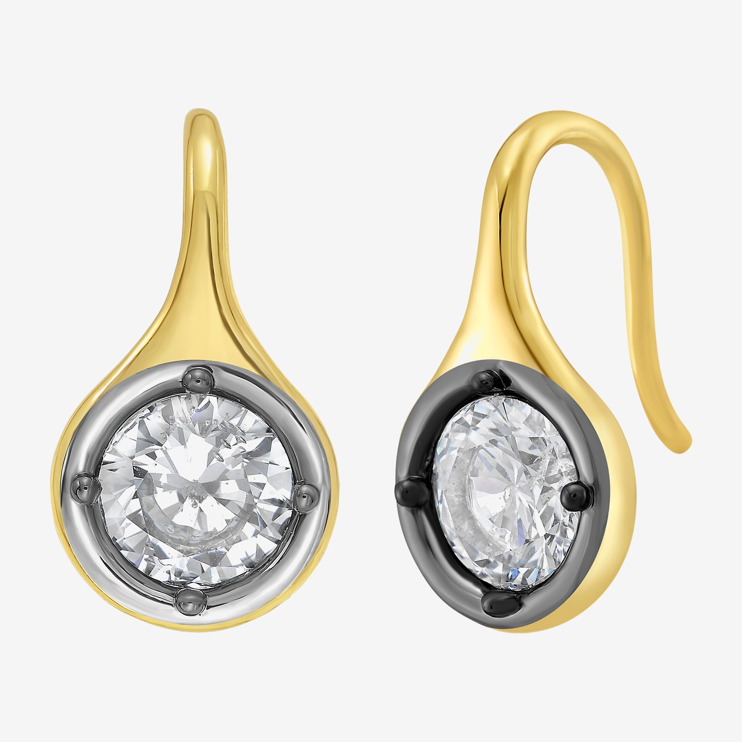 RM Rebecca Minkoff Womens Cubic Zirconia 14K Gold Over Brass Round Drop Earrings