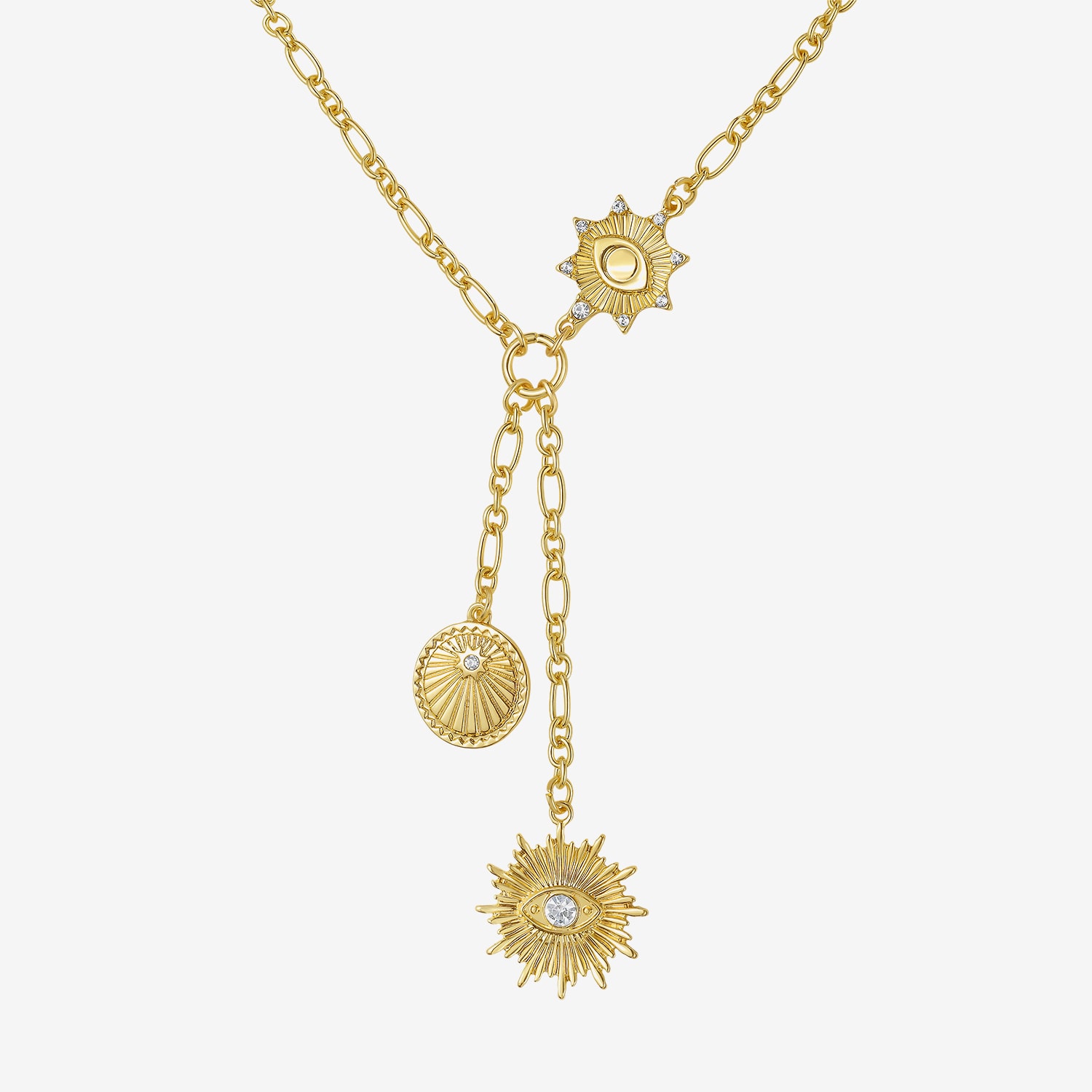 RM Rebecca Minkoff Womens Cubic Zirconia 14K Gold Over Brass 18 Inch Y Necklace