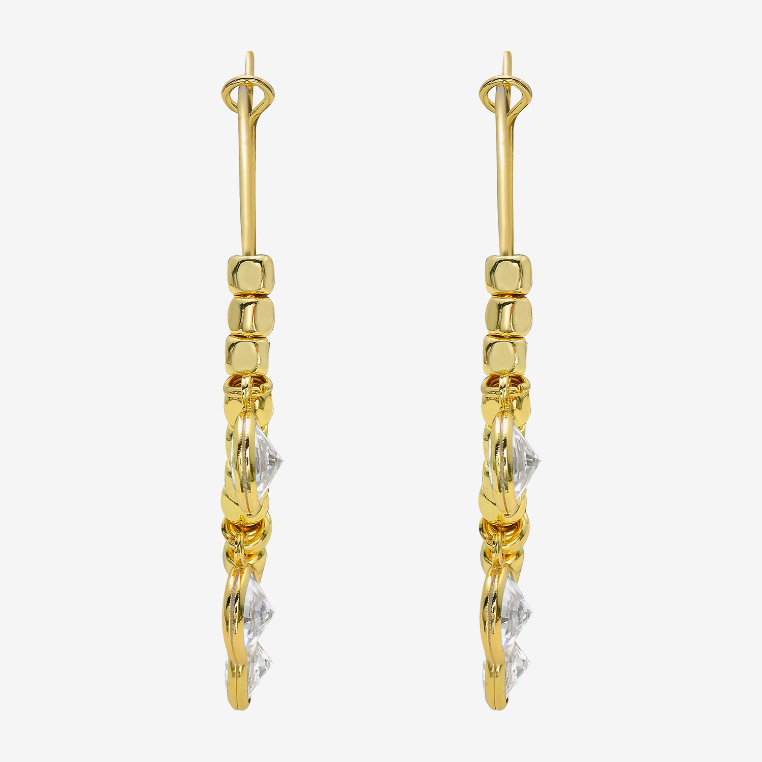 RM Rebecca Minkoff Womens Glass 14K Gold Over Brass 35mm Hoop Earrings