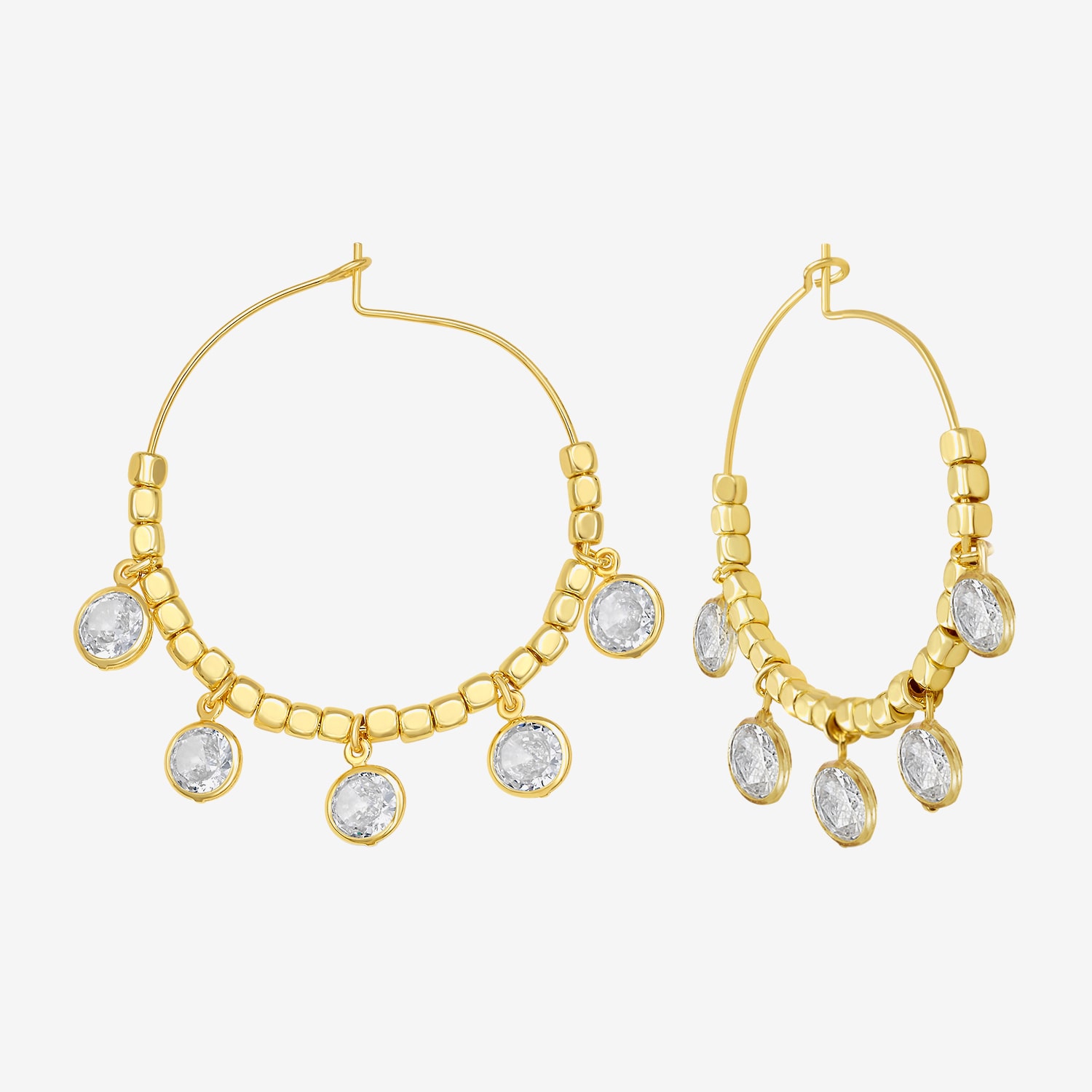 RM Rebecca Minkoff Womens Glass 14K Gold Over Brass 35mm Hoop Earrings