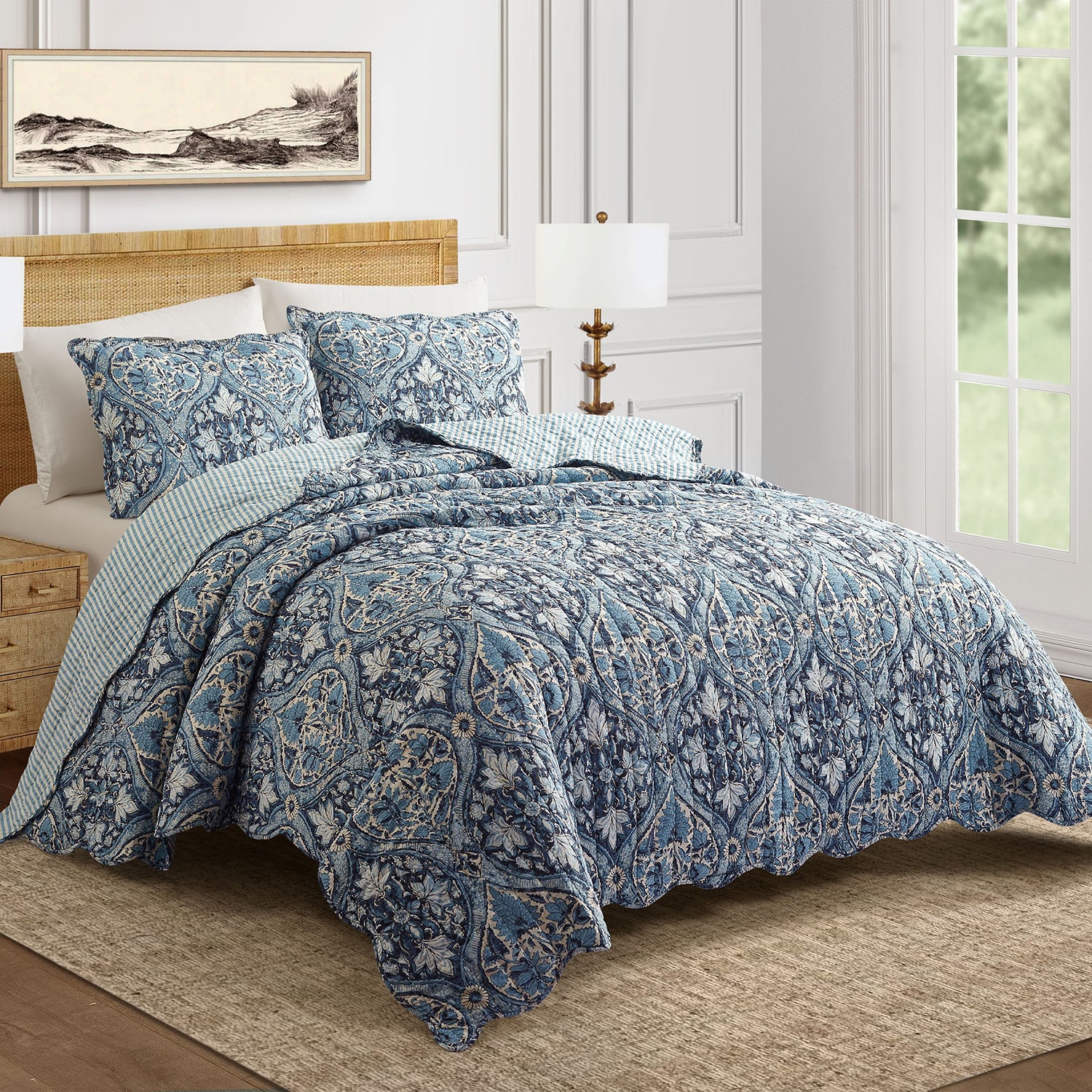 spartina 449 Japonica Cartouche 3-pc. Reversible Quilt Set