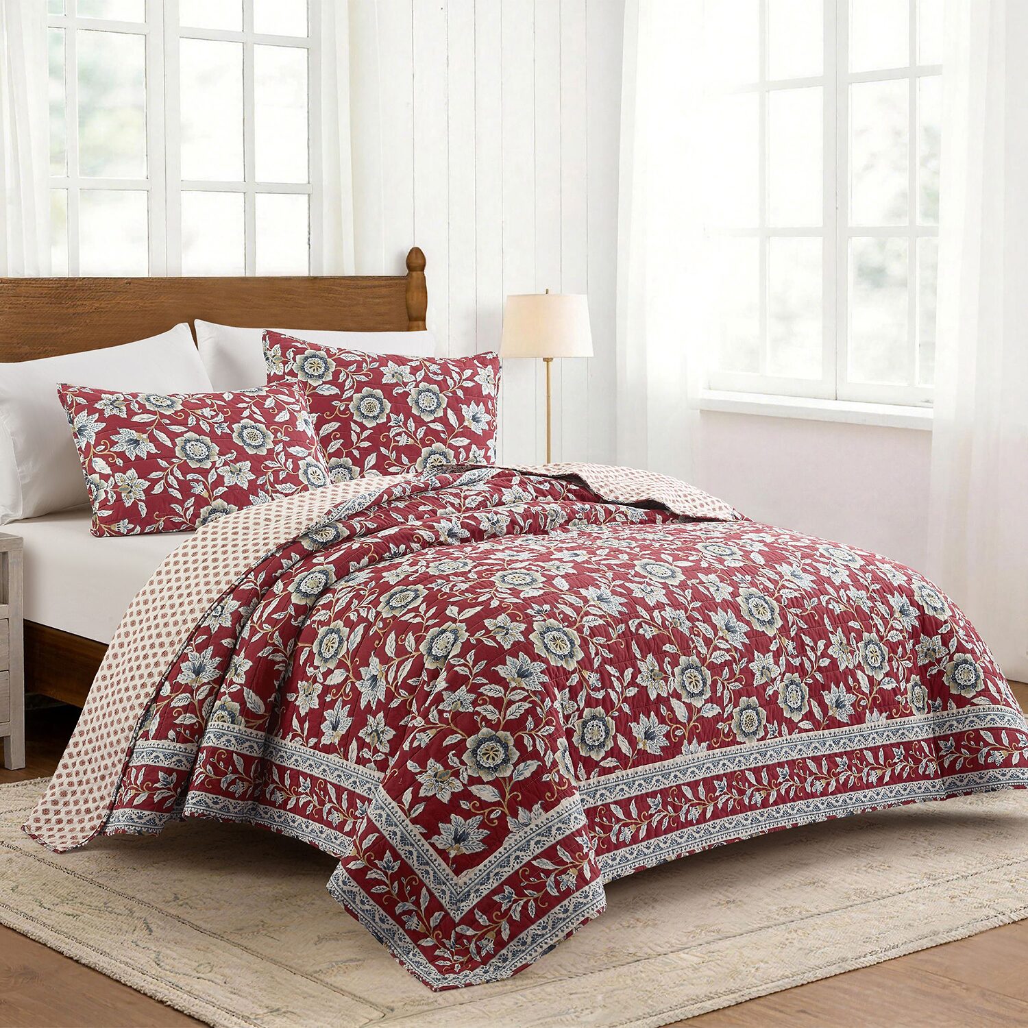 Modern Heirloom Blooming Florals 3-pc. Reversible Quilt Set