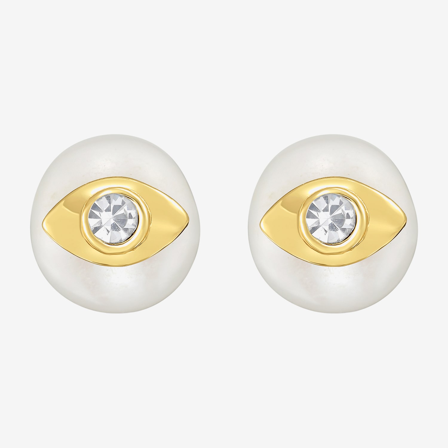 RM Rebecca Minkoff Simulated Pearl 14K Gold Over Brass 10mm Round Stud Earrings