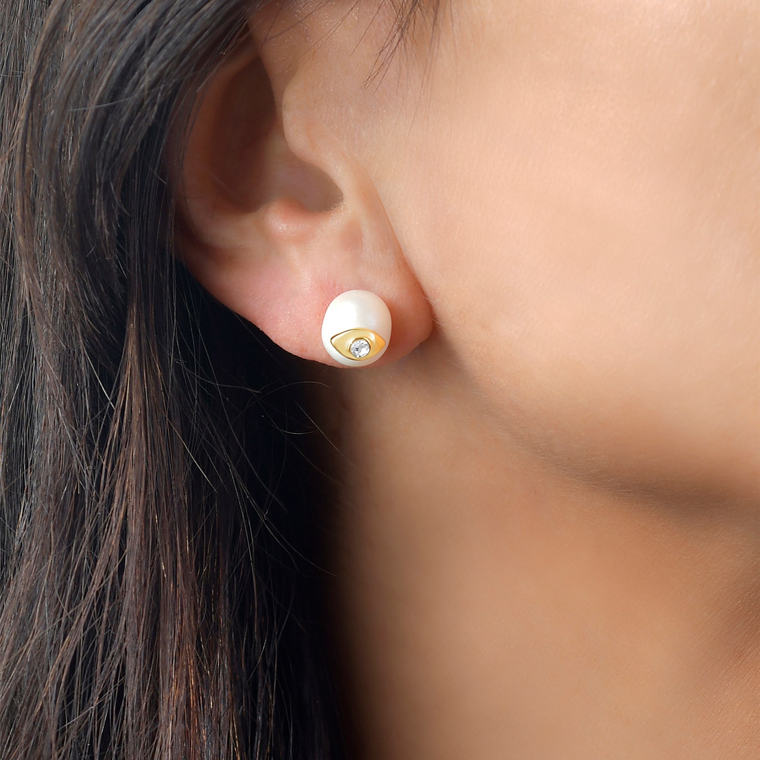RM Rebecca Minkoff Simulated Pearl 14K Gold Over Brass 10mm Round Stud Earrings
