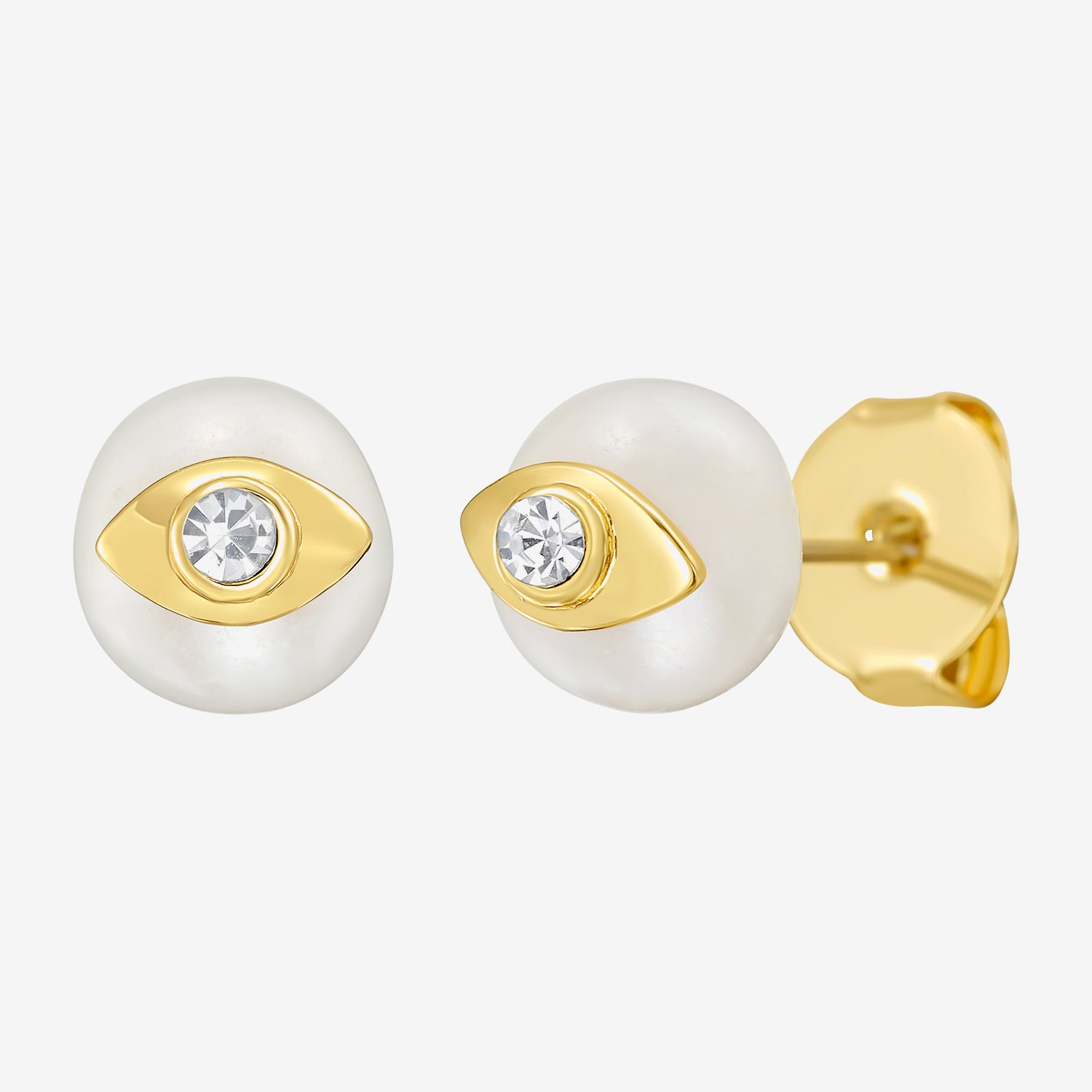 RM Rebecca Minkoff Simulated Pearl 14K Gold Over Brass 10mm Round Stud Earrings