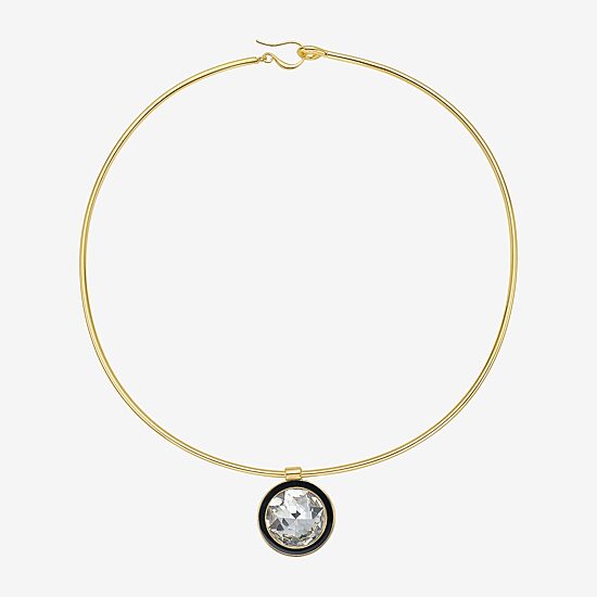 RM Rebecca Minkoff Womens Glass 14K Gold Over Brass Round 17 Inch Pendant Necklace