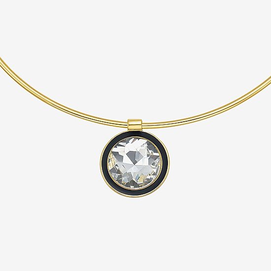 RM Rebecca Minkoff Womens Glass 14K Gold Over Brass Round 17 Inch Pendant Necklace