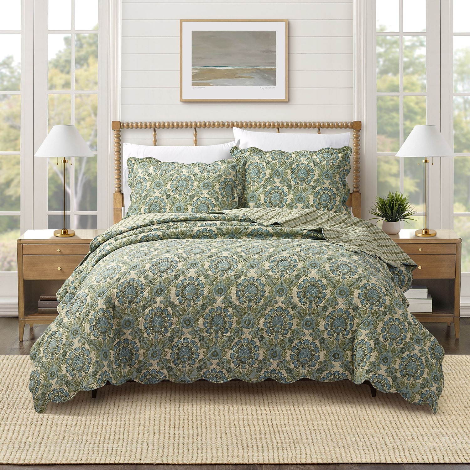spartina 449 Mccallister Damask 3-pc. Reversible Quilt Set
