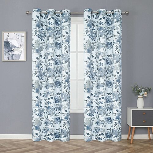 Regal Home Oliver Printed Grommet Top Blackout Set of 2 Curtain Panel, One Size, Blue