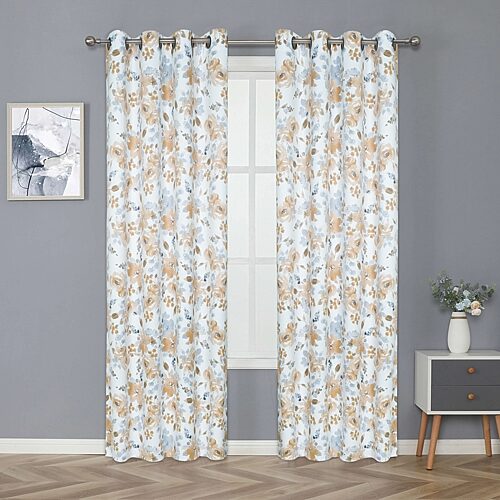 Regal Home Oliver Printed Grommet Top Blackout Set of 2 Curtain Panel, One Size, Yellow