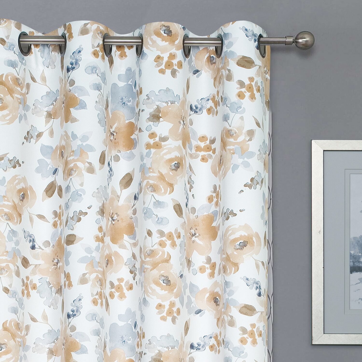 Regal Home Oliver Printed Grommet Top Blackout Set of 2 Curtain Panel