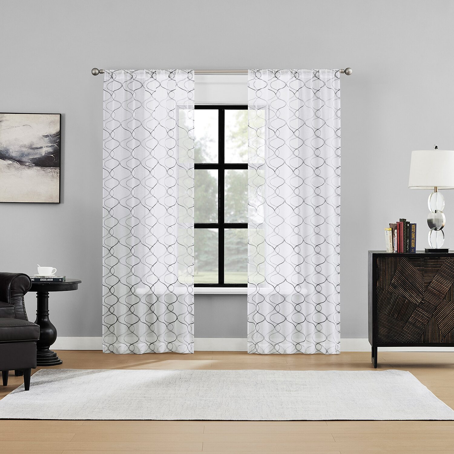 Sun Zero Arbor Embroidered Grommet Top Blackout Set of 4 Curtain Panel