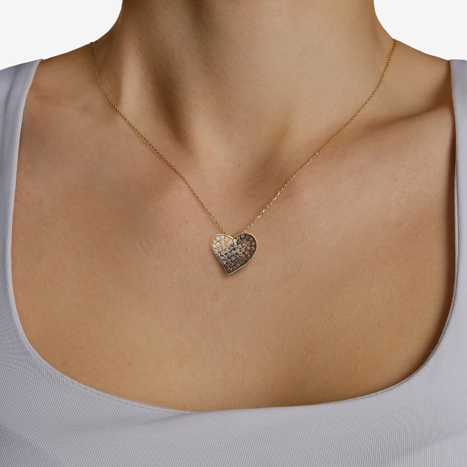 Le Vian Grand Sample Sale Le Vian Grand Sample Sale Limited Quantities! Womens 1 CT. T.W. Natural Brown Diamond 14K Gold Heart 19 Inch Pendant Necklace