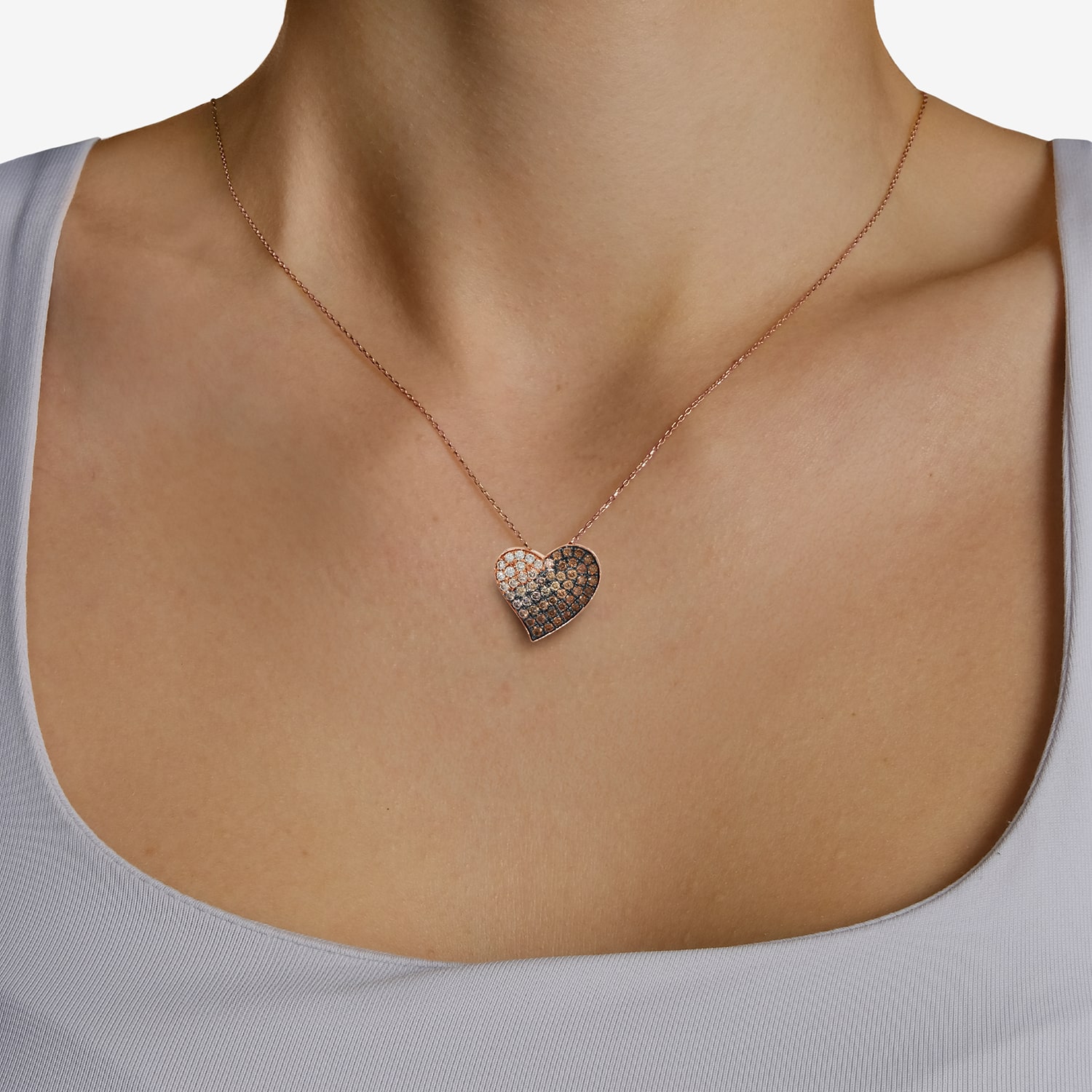 Le Vian Grand Sample Sale Le Vian Grand Sample Sale Limited Quantities! Womens 1 CT. T.W. Natural Brown Diamond 14K Rose Gold Heart 19 Inch Pendant Necklace