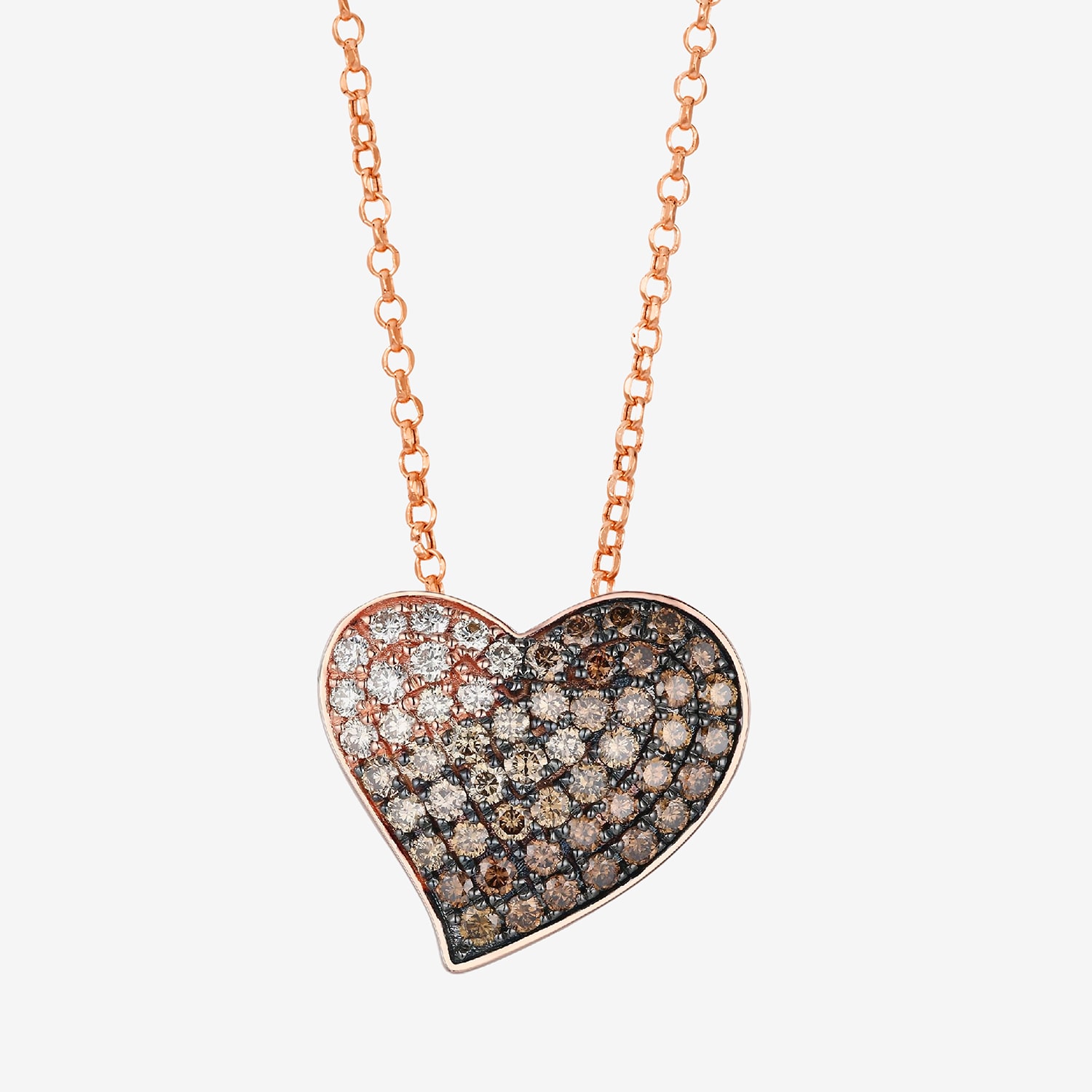 Le Vian Grand Sample Sale Le Vian Grand Sample Sale Limited Quantities! Womens 1 CT. T.W. Natural Brown Diamond 14K Rose Gold Heart 19 Inch Pendant Necklace