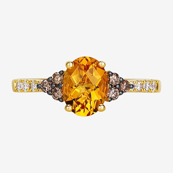 Le Vian Grand Sample Sale Le Vian Grand Sample Sale Limited Quantities! Womens 1/4 CT. T.W. Genuine Orange Citrine 14K Gold Oval Cocktail Ring