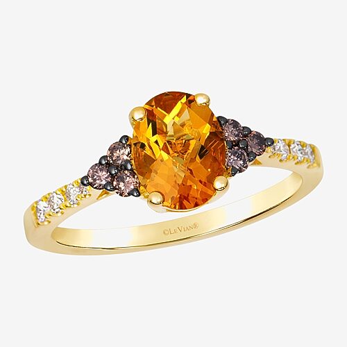 Le Vian Grand Sample Sale Le Vian Grand Sample Sale Limited Quantities! Womens 1/4 CT. T.W. Genuine Orange Citrine 14K Gold Oval Cocktail Ring, 7, Yel