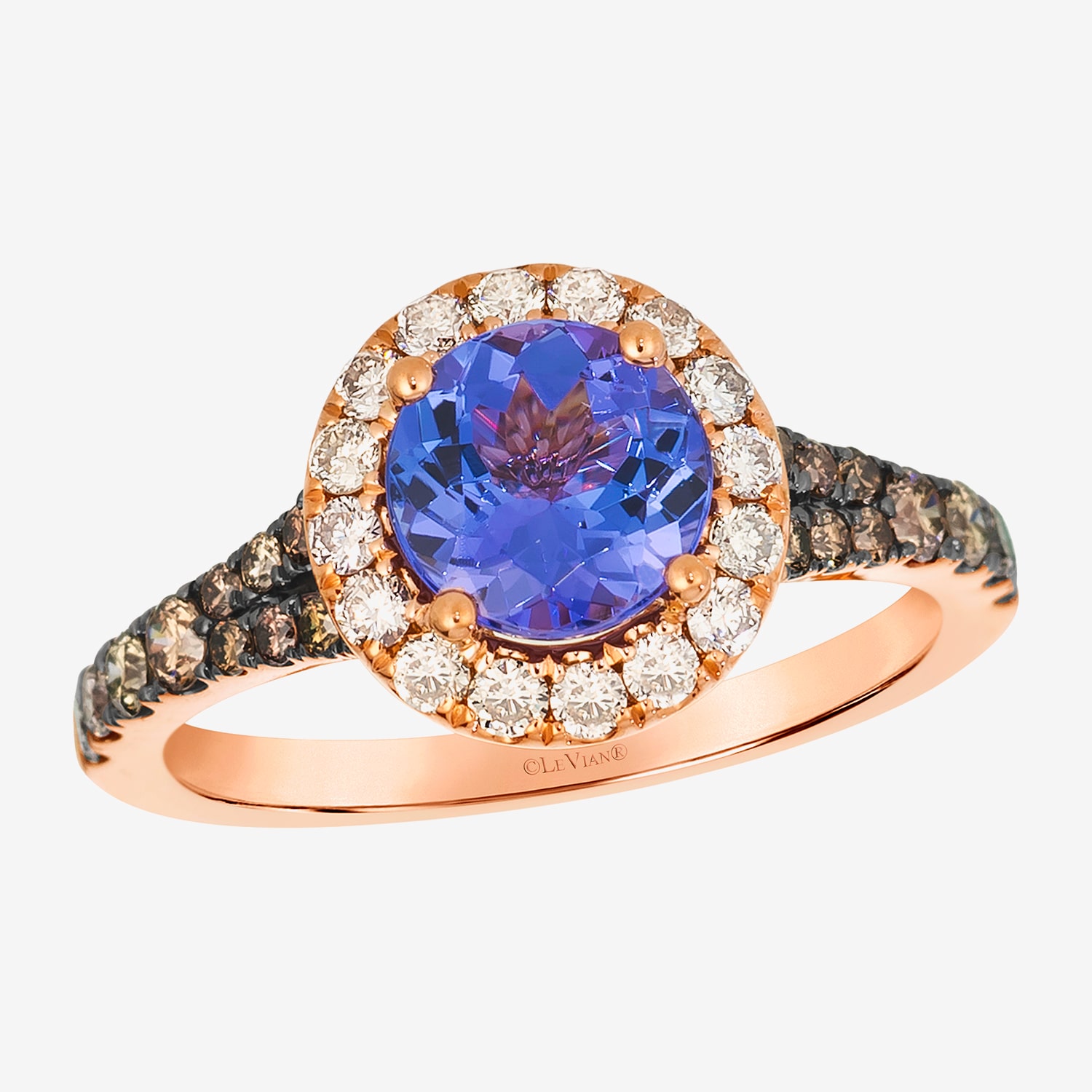 Le Vian Grand Sample Sale Le Vian Grand Sample Sale Limited Quantities! Womens 5/8 CT. T.W. Genuine Blue Tanzanite 14K Rose Gold Oval Halo Side Stone Cocktail Ring