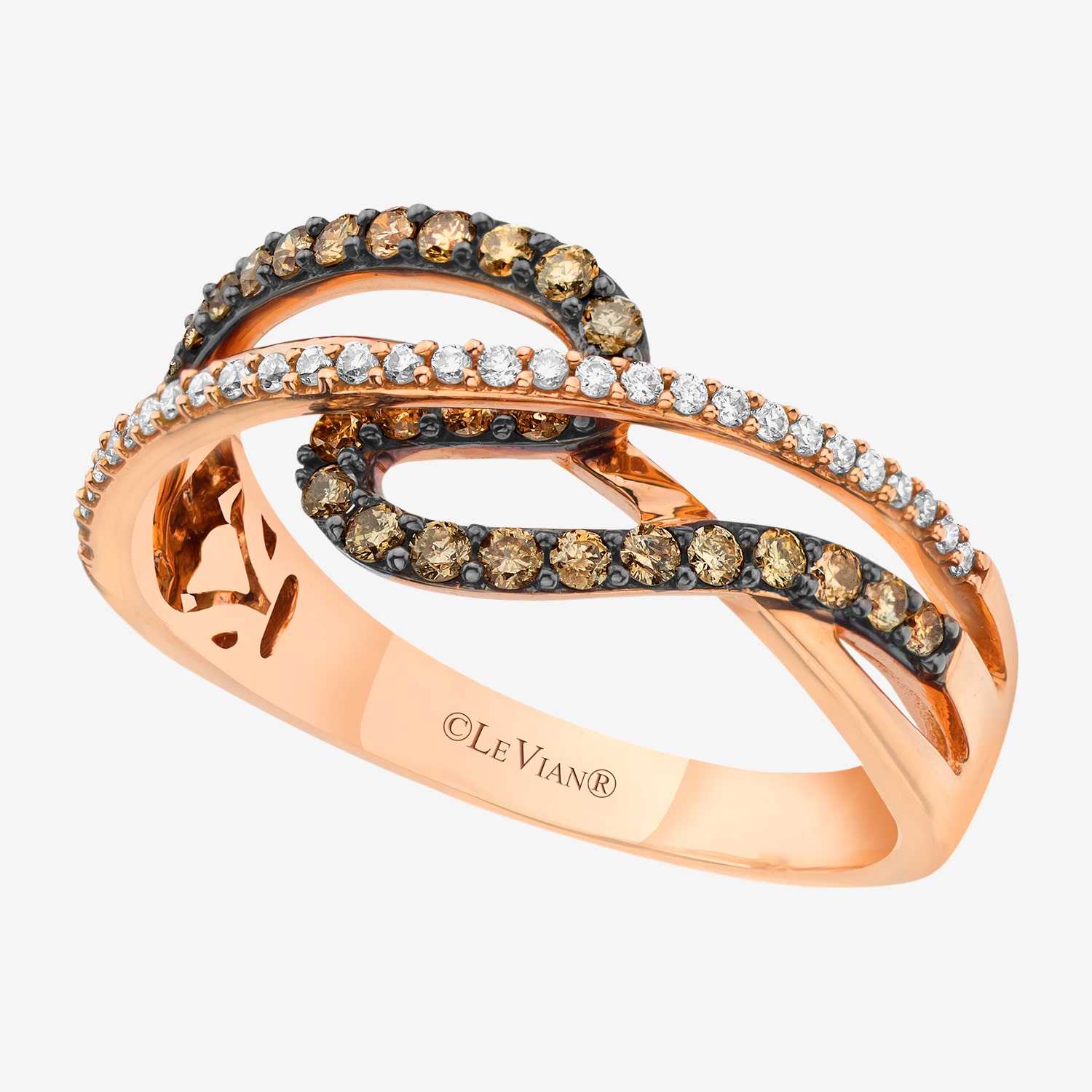 Le Vian Grand Sample Sale Le Vian Grand Sample Sale Limited Quantities! Womens 3/8 CT. T.W. Natural Champagne Diamond 14K Gold Crossover Cocktail Ring