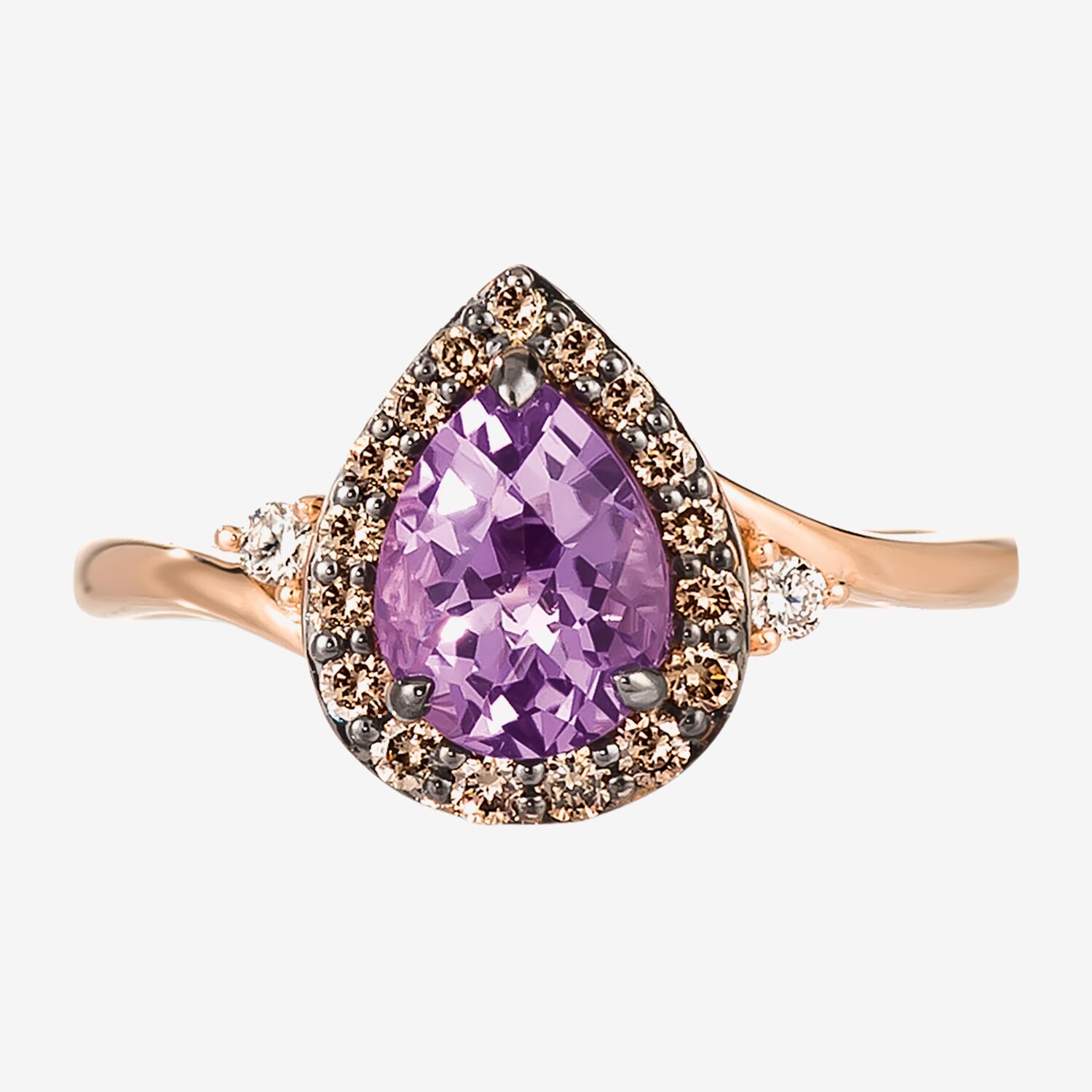 Le Vian Grand Sample Sale Le Vian Grand Sample Sale Limited Quantities! Womens 1/4 CT. T.W. Genuine Purple Amethyst 14K Rose Gold Pear Halo Cocktail Ring