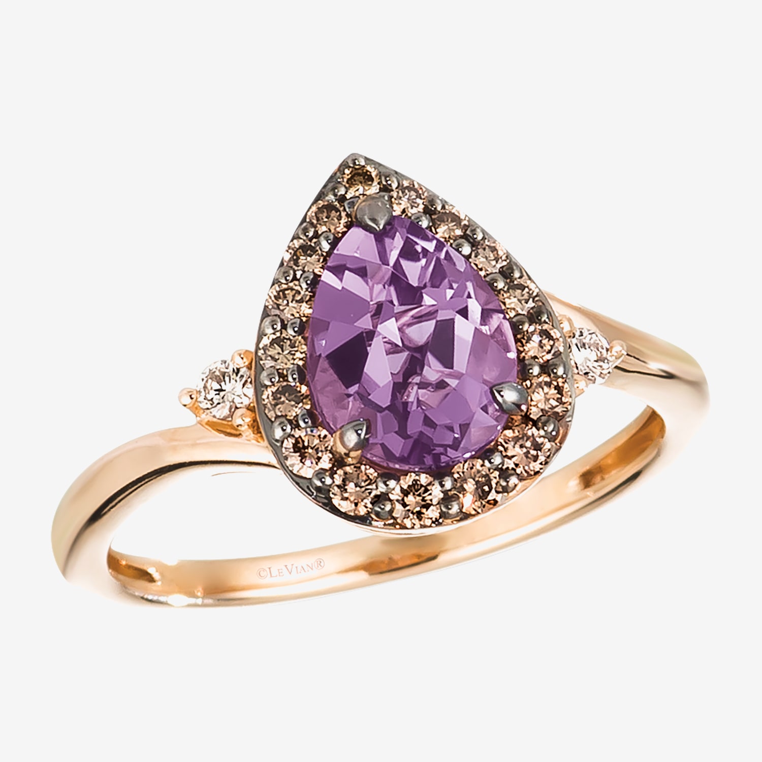 Le Vian Grand Sample Sale Le Vian Grand Sample Sale Limited Quantities! Womens 1/4 CT. T.W. Genuine Purple Amethyst 14K Rose Gold Pear Halo Cocktail Ring