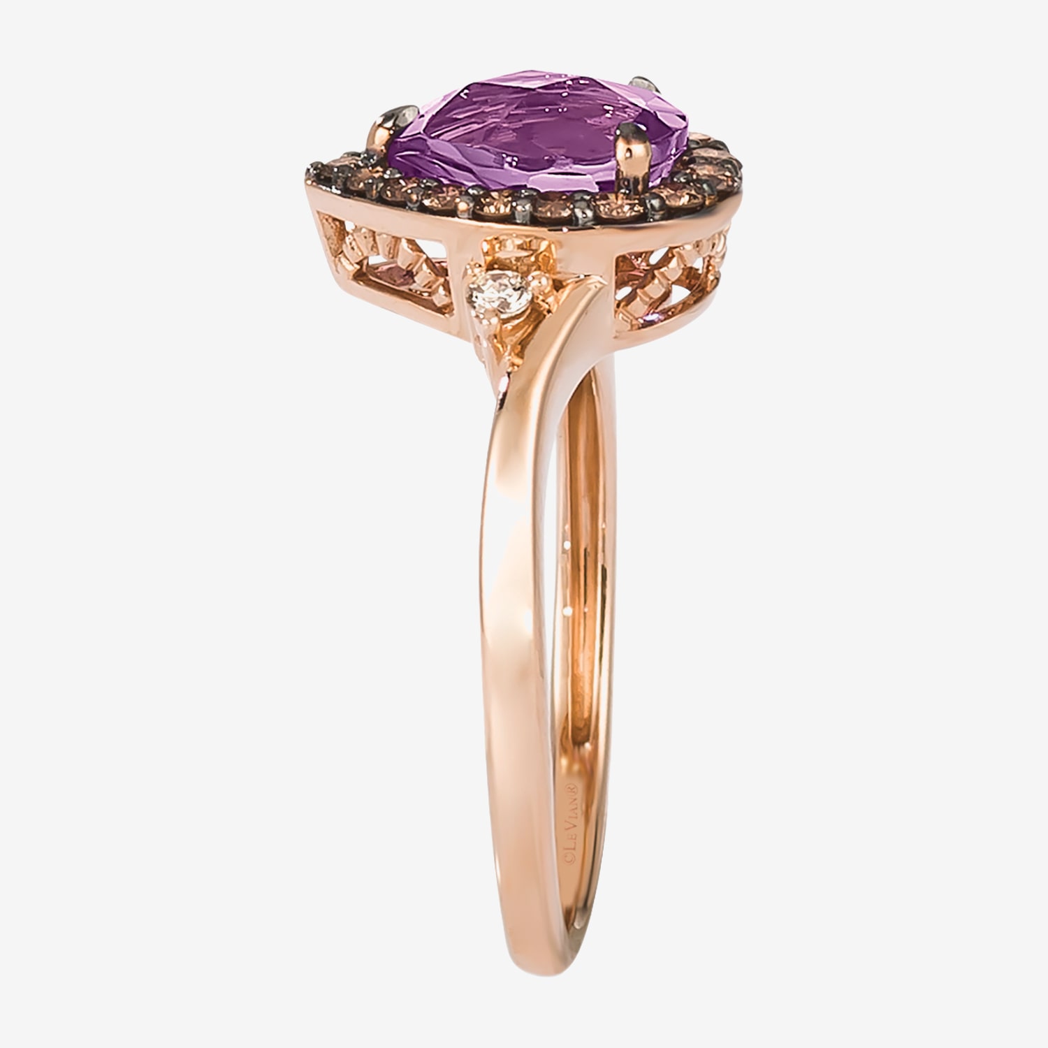 Le Vian Grand Sample Sale Le Vian Grand Sample Sale Limited Quantities! Womens 1/4 CT. T.W. Genuine Purple Amethyst 14K Rose Gold Pear Halo Cocktail Ring